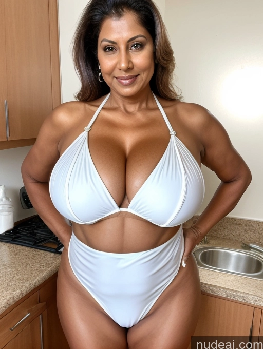 related ai porn images free for Milf One Busty Huge Boobs Thick Tanned Skin 60s Indian Front View Maid Microkini Thong