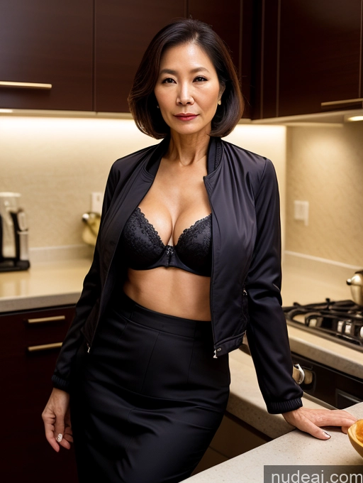 related ai porn images free for Milf Two Perfect Boobs Beautiful Perfect Body 70s Bobcut Chinese Kitchen Bra Jacket Professor Stylish Suit Cleavage Dark Lighting Detailed Sexy Face