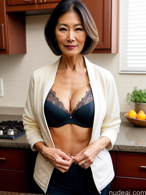 related ai porn images free for Milf Two Perfect Boobs Beautiful Perfect Body Bobcut Kitchen Bra Jacket Professor Stylish Suit Cleavage Detailed Sexy Face 70s Japanese