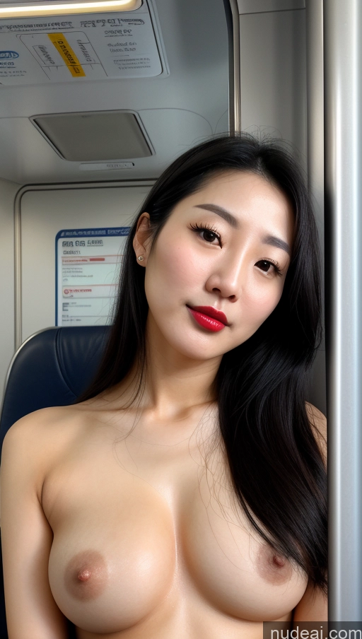 related ai porn images free for Woman One Small Tits Beautiful Lipstick Black Hair Slicked Korean Close-up View 30s Detailed Simple Train