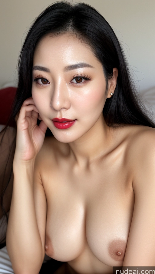 related ai porn images free for Woman One Small Tits Beautiful Lipstick Black Hair Slicked Korean Close-up View 30s Detailed Simple