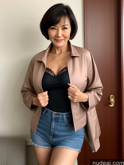 related ai porn images free for Woman Perfect Boobs Beautiful Perfect Body 70s Chinese Blouse Bra Jacket Professor Stylish Detailed Short Hair Cleavage