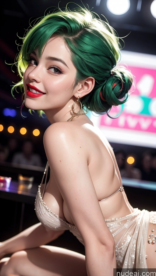 related ai porn images free for Lipstick 18 Pixie Dress Happy Small Tits Club Green Hair Fairer Skin Side View