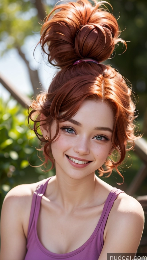 ai nude image of there is a young woman with a very pretty hairdo smiling pics of 18 Happy Ginger Pixie Tank Top