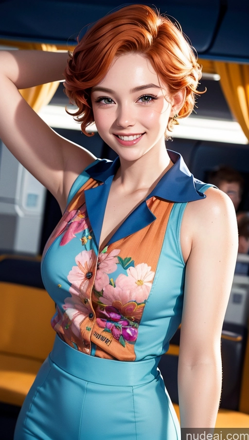 ai nude image of there is a woman that is posing for a picture in a dress pics of 18 Happy Ginger Pixie Flight Attendant