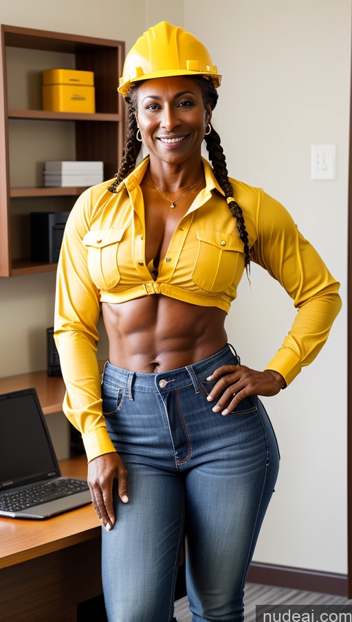 related ai porn images free for Construction Worker Braided Dark Skin Abs Muscular Milf Jeans Office