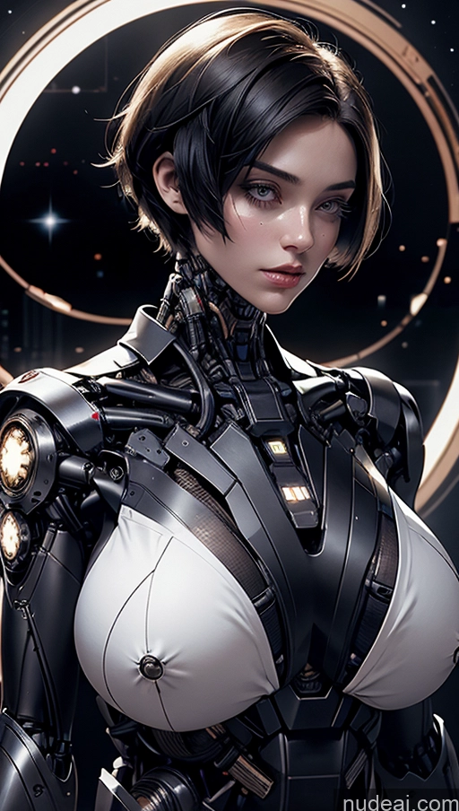 ai nude image of anime - style woman in futuristic suit with futuristic light and moon pics of Tanned Skin Huge Sagging Breasts Pubic Hair Hairy Women Alternative Busty Short Hair Laughing Cyborg Jewelry Small Tits Sci-fi Armor Stargazing Futuristicbot V2