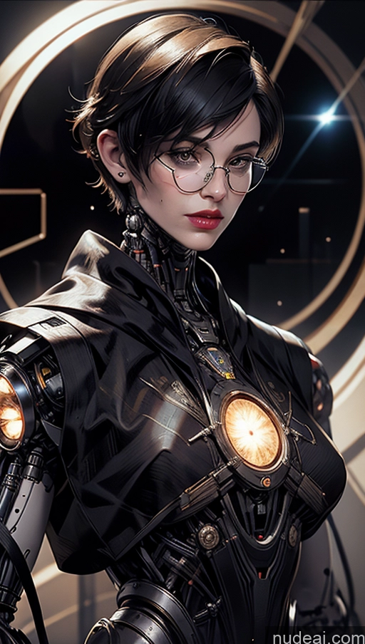 ai nude image of there is a woman in a futuristic suit posing for a picture pics of Tanned Skin Pubic Hair Hairy Women Alternative Busty Short Hair Laughing Cyborg Jewelry Small Tits Sci-fi Armor Stargazing Futuristicbot V2 Lipstick Glasses Sunglasses