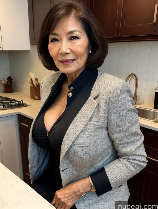 related ai porn images free for Milf Two Perfect Boobs Beautiful Perfect Body 80s Bobcut Chinese Kitchen Bra Jacket Professor Stylish Suit Cleavage Detailed Sexy Face