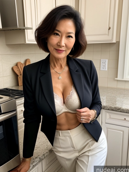 related ai porn images free for Milf Two Perfect Boobs Beautiful Perfect Body Bobcut Chinese Kitchen Bra Jacket Professor Stylish Suit Cleavage Detailed Sexy Face 70s