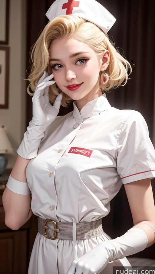 related ai porn images free for 18 Happy Slicked Blonde Lipstick Nurse Gloves Dress