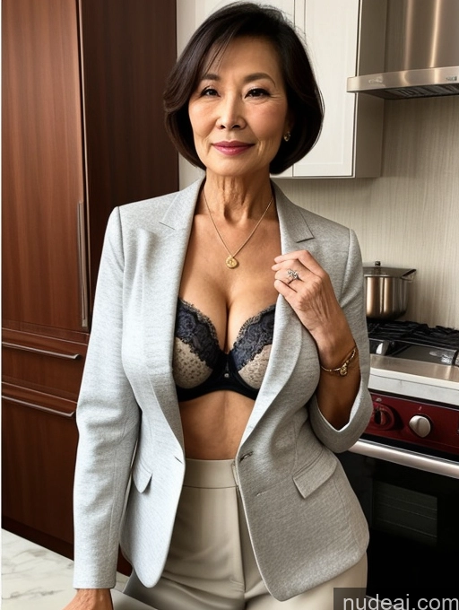 related ai porn images free for Milf Two Perfect Boobs Beautiful Perfect Body 80s Bobcut Chinese Kitchen Bra Jacket Professor Stylish Suit Cleavage Detailed Sexy Face