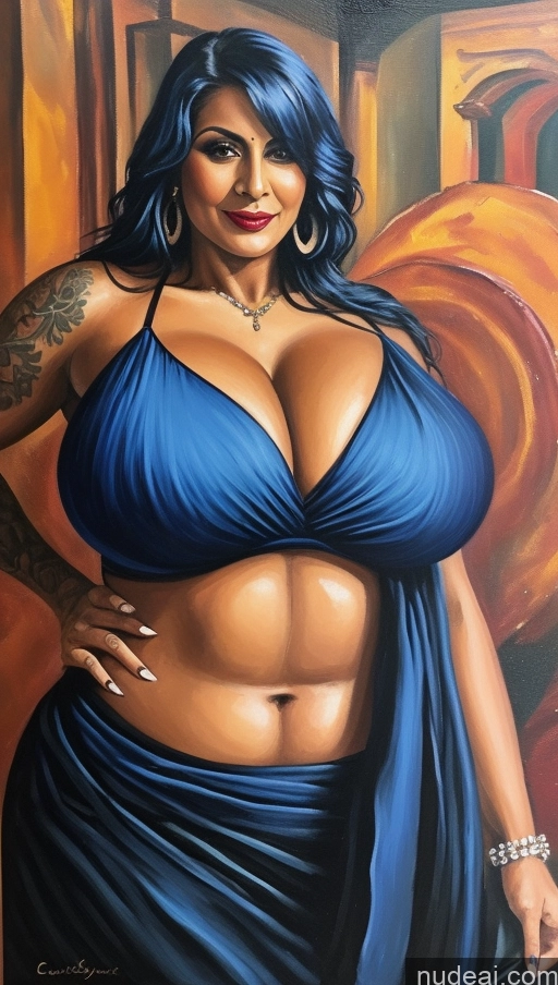 related ai porn images free for Milf Huge Boobs Beautiful Tattoos Lipstick Muscular Big Ass Thick Big Hips Tall Dark Skin Blue Hair Straight Latina Close-up View Blouse Sari Cleavage Hell Painting Abs