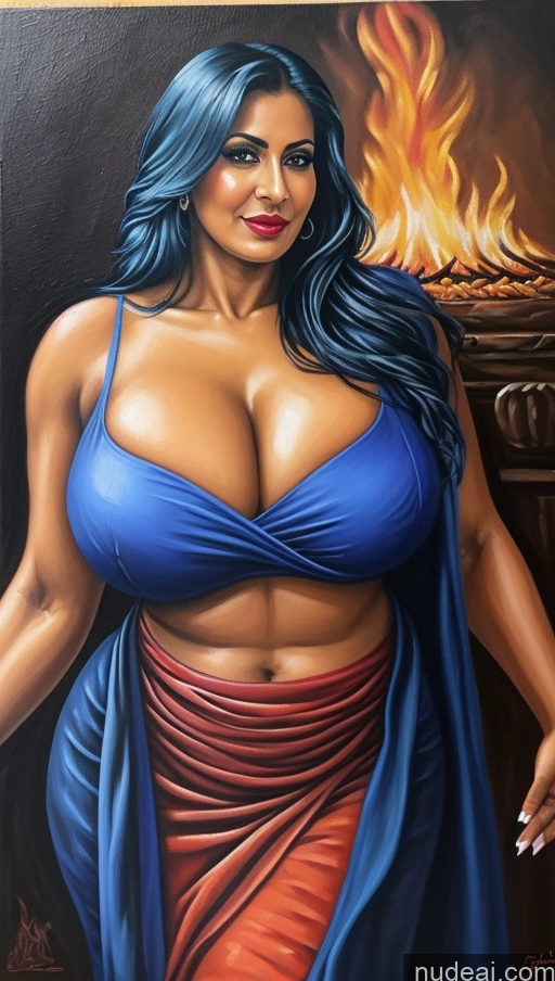 related ai porn images free for Milf Huge Boobs Beautiful Lipstick Muscular Big Ass Thick Big Hips Tall Dark Skin Blue Hair Straight Latina Close-up View Blouse Sari Cleavage Hell Painting Abs Tattoos