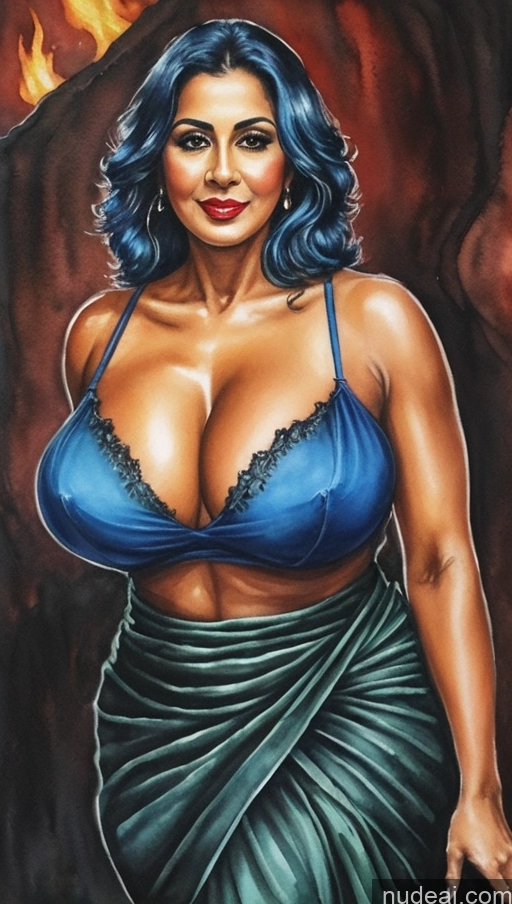 related ai porn images free for Milf Huge Boobs Beautiful Lipstick Muscular Big Ass Thick Big Hips Tall Dark Skin Blue Hair Straight Latina Close-up View Blouse Sari Cleavage Hell Abs Tattoos Watercolor