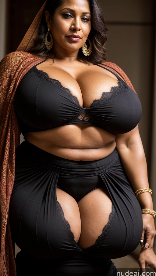 ai nude image of araffe woman in a black dress and a red scarf pics of Milf Huge Boobs Beautiful Tattoos Lipstick Muscular Big Ass Thick Big Hips Tall Dark Skin 60s Straight Latina Close-up View Blouse Sari Cleavage Hell Ginger Dark Fantasy