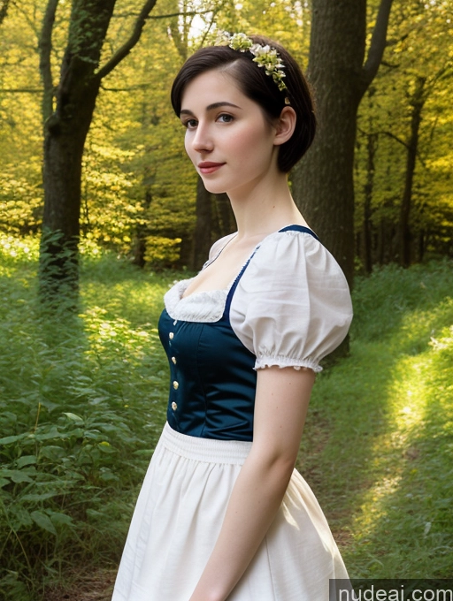 related ai porn images free for Woman Fairer Skin Black Hair Pixie White Bright Lighting Front Facing Full Body Short Beautiful 18 Dirndl