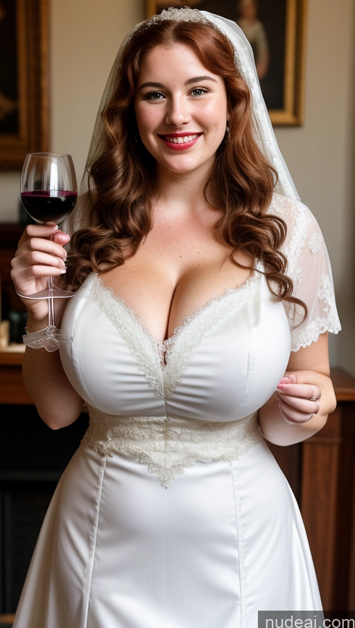 ai nude image of arafed woman in a wedding dress holding a glass of wine pics of Huge Boobs Perfect Boobs Busty Beautiful Thick Big Hips Big Ass Fairer Skin Cleavage Wedding Victorian Nun Lipstick White Hair Curly Hair 18 Irish Happy Wine