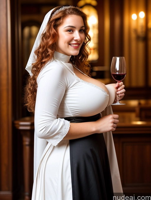 ai nude image of arafed woman in a white dress holding a glass of wine pics of Busty Huge Boobs Perfect Boobs Beautiful Lipstick Big Ass Thick Big Hips Curly Hair Fairer Skin Oiled Body 18 Happy White Hair Irish Side View Medieval Nun Victorian Wedding Cleavage Jewelry Pearl Jewelry Wine