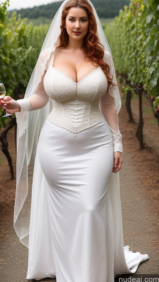 ai nude image of arafed woman in a wedding dress holding a glass of wine pics of Huge Boobs Perfect Boobs Beautiful Big Ass Perfect Body Fairer Skin Lipstick Oiled Body 18 Curly Hair Ginger Irish Cleavage Transparent Victorian Wedding Nun Wine Pearl Jewelry Thick Big Hips