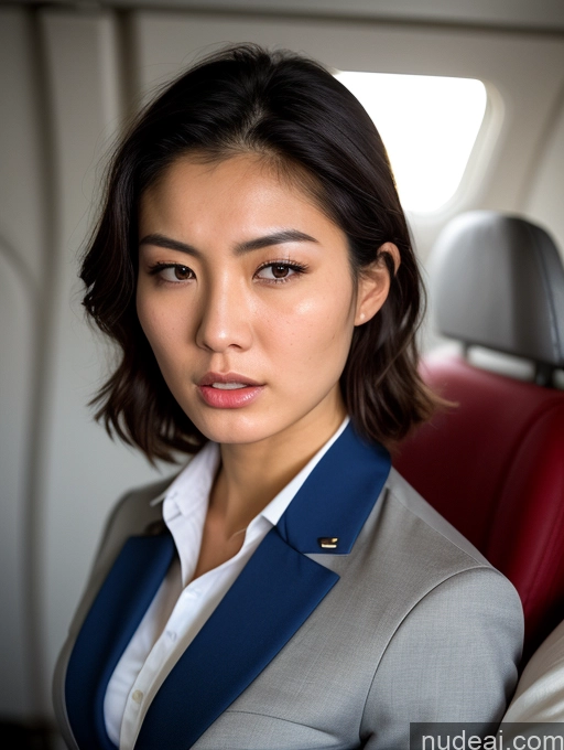 ai nude image of arafed woman in a suit sitting in a plane looking at the camera pics of Perfect Boobs Beautiful Perfect Body 18 Angry Messy Chinese Skin Detail (beta) Flight Attendant