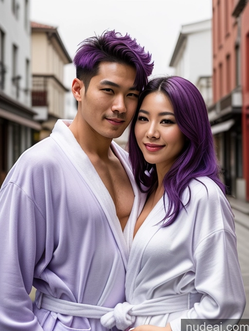 related ai porn images free for One Perfect Boobs 20s Sexy Face Purple Hair Long Hair Asian Woman + Man Street Close-up View Bathrobe