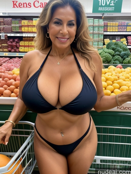 related ai porn images free for Milf One Busty Huge Boobs Thick Tanned Skin Brazilian Front View Microkini Thong 80s Grocery