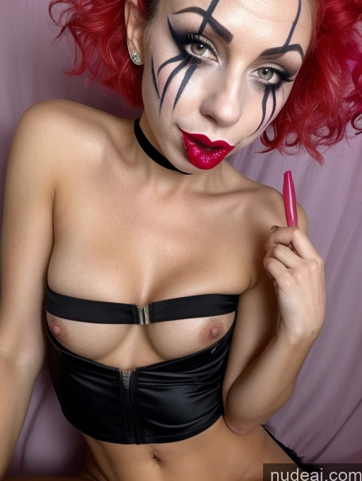 Pubic Hair Pixie Goth FnkRedmAF No Panties? Perfect Boobs Clown Front View Blowjob Topless