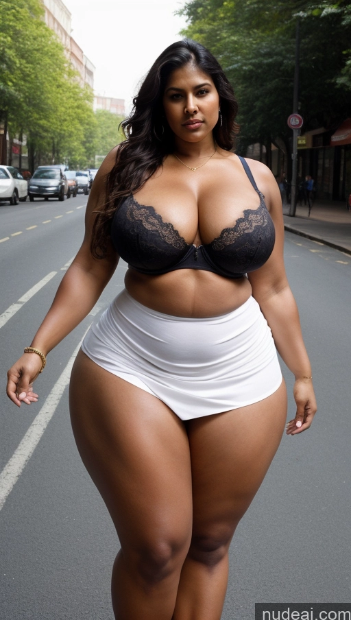 ai nude image of araffe woman in a white panties and black bralet walking down the street pics of Milf Huge Boobs Tattoos Big Ass Thick Tall Dark Skin Ginger Street Sexy Face Seductive Indian Straight Film Photo Muscular Cleavage Beautiful Bra T-pose Fat Long Skirt Close-up View