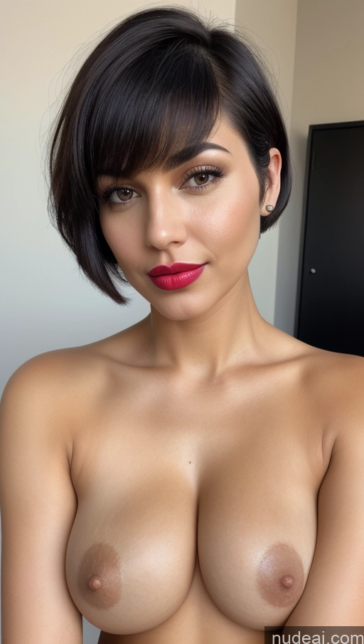 related ai porn images free for Woman One Beautiful Lipstick 30s Black Hair Short Hair White Close-up View Busty Perfect Boobs