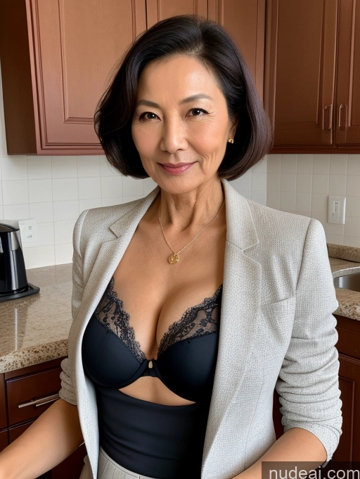 related ai porn images free for Milf Two Perfect Boobs Beautiful Perfect Body 70s Bobcut Chinese Kitchen Bra Jacket Professor Stylish Suit Cleavage Detailed Sexy Face