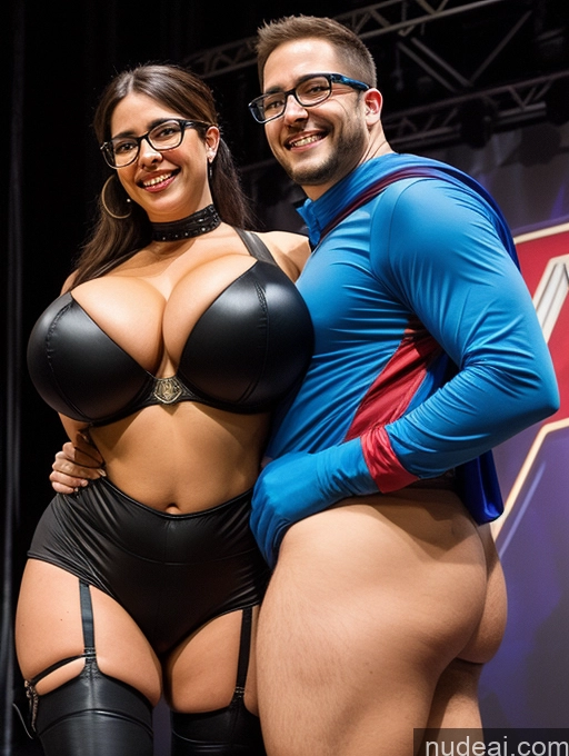 related ai porn images free for Woman + Man Two Pubic Hair Short Chubby Thick Big Ass Busty Huge Boobs Glasses 30s Laughing Brunette Ponytail French Cyberpunk Stage Front View Bending Over Superhero Cleavage