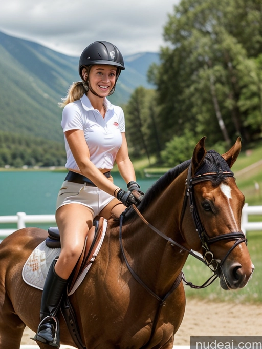 related ai porn images free for Equitation Athlete One Perfect Body Long Legs Perfect Boobs 20s Happy Blonde Pigtails White Lake