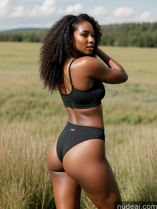 related ai porn images free for Woman One Perfect Boobs Big Ass Perfect Body Curly Hair Dark Skin 20s Brunette Black Detailed Film Photo Boots Crop Top Meadow Back View