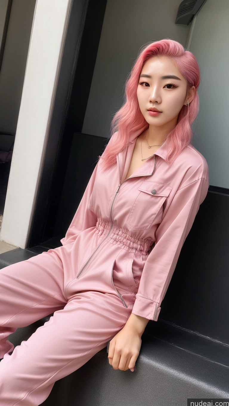 related ai porn images free for 18 Pink Hair Slicked Korean Jumpsuit