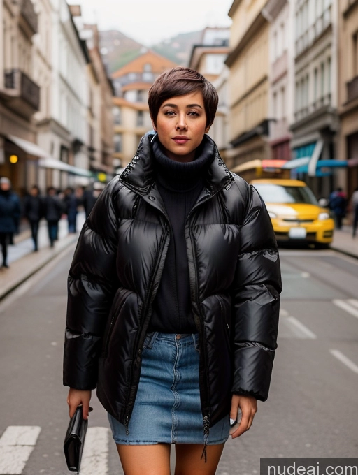 Big Ass Thick Short Short Hair Oversized Clothing Puffer Jacket 30s Street