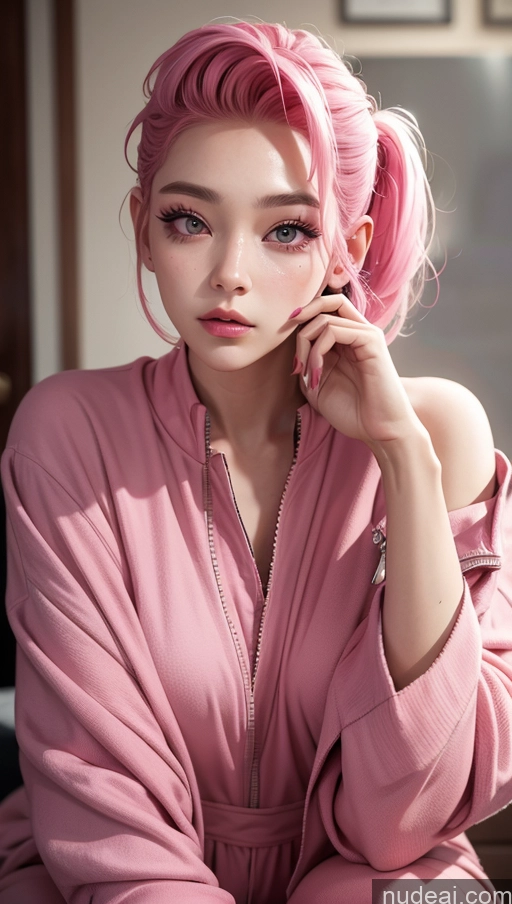 related ai porn images free for 18 Pink Hair Slicked Korean Jumpsuit