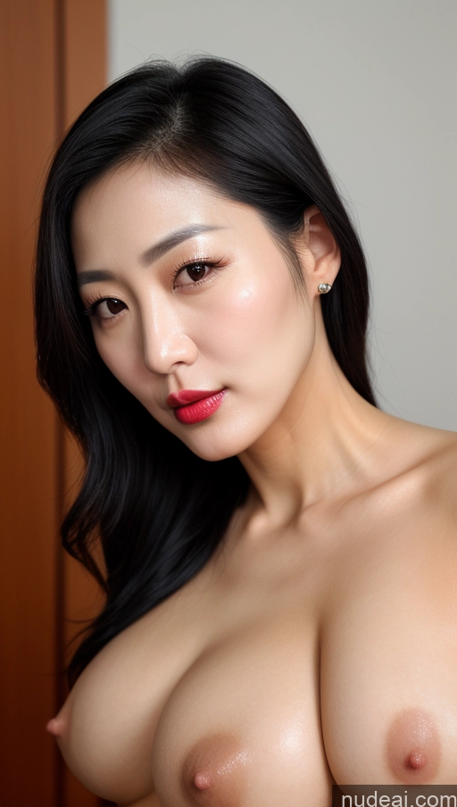 related ai porn images free for Woman One Beautiful Lipstick Korean Slicked Black Hair 40s Perfect Boobs Close-up View