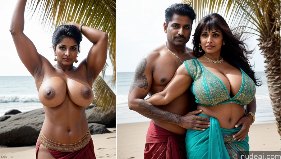 related ai porn images free for Busty Huge Boobs Beautiful Tattoos Muscular Big Ass Thick Dark Skin 60s Seductive Bangs Indian Film Photo Beach Front View Jumping Blouse Sari Detailed Sexy Face Woman + Man