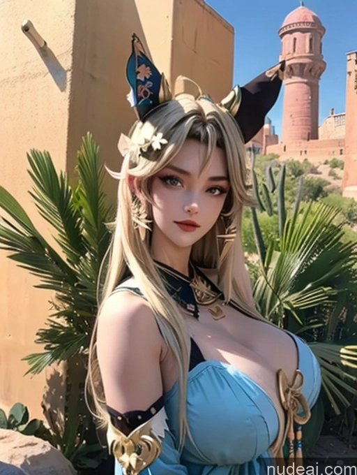 Woman Huge Boobs Beautiful Muscular Big Ass Abs Tall 30s Detailed Kirara: Genshin Impact Cosplayers Desert MuQingQing Nightgown