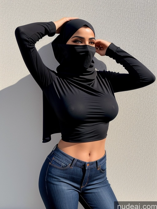 related ai porn images free for Serious Seductive Niqab Woman T-pose Jeans Blouse Perfect Boobs Middle Eastern