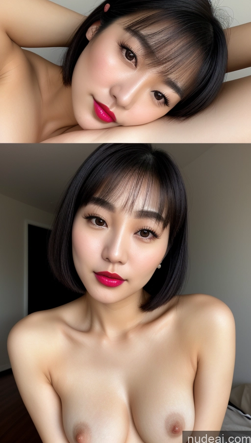 related ai porn images free for Woman One Beautiful Lipstick Black Hair Close-up View 30s Small Tits Bobcut Korean Detailed