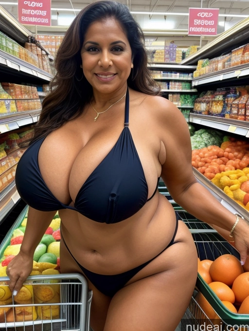 related ai porn images free for Milf One Busty Huge Boobs Tanned Skin Thick Front View Microkini Thong 60s Indian Grocery