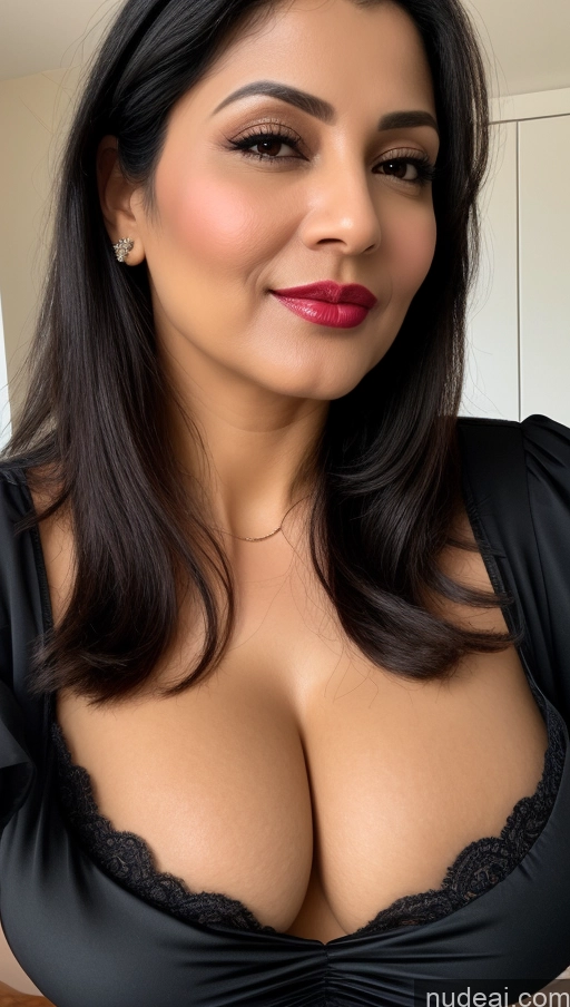 related ai porn images free for Woman One Perfect Boobs Beautiful Lipstick 40s Black Hair Indian Close-up View Blouse Cleavage