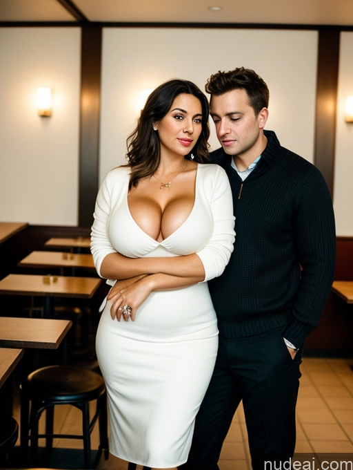 related ai porn images free for Woman + Man Several Busty Big Ass Chubby Big Hips Fairer Skin 30s Brunette Messy White Film Photo Restaurant Eating Dress Stylish Sweater Cleavage Dark Lighting Detailed