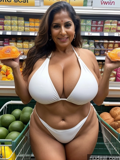 related ai porn images free for Milf One Busty Huge Boobs Thick Tanned Skin Front View Microkini Thong Indian 60s Grocery