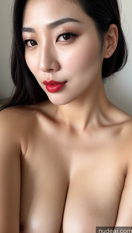 related ai porn images free for Woman One Beautiful 30s Black Hair Slicked Korean Close-up View Perfect Boobs Lipstick