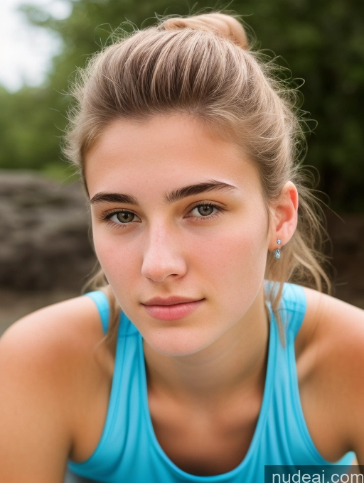 ai nude image of arafed woman in blue tank top sitting on a rock pics of 18 Close-up View Tank Top