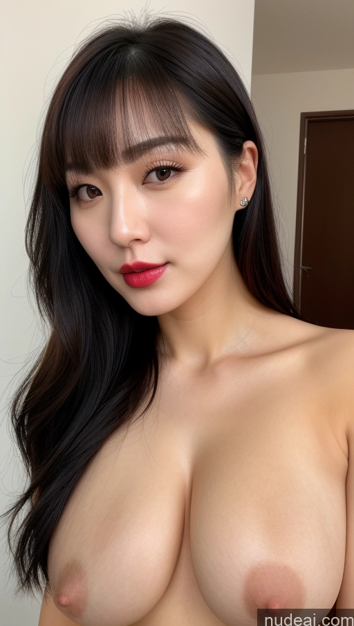 related ai porn images free for Woman One Perfect Boobs Beautiful Lipstick Thick Fairer Skin 30s Korean Close-up View Detailed Bangs Black Hair