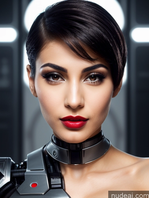 related ai porn images free for Beautiful Lipstick Sexy Face Pixie Cyberpunk Close-up View Arabic Cyborg